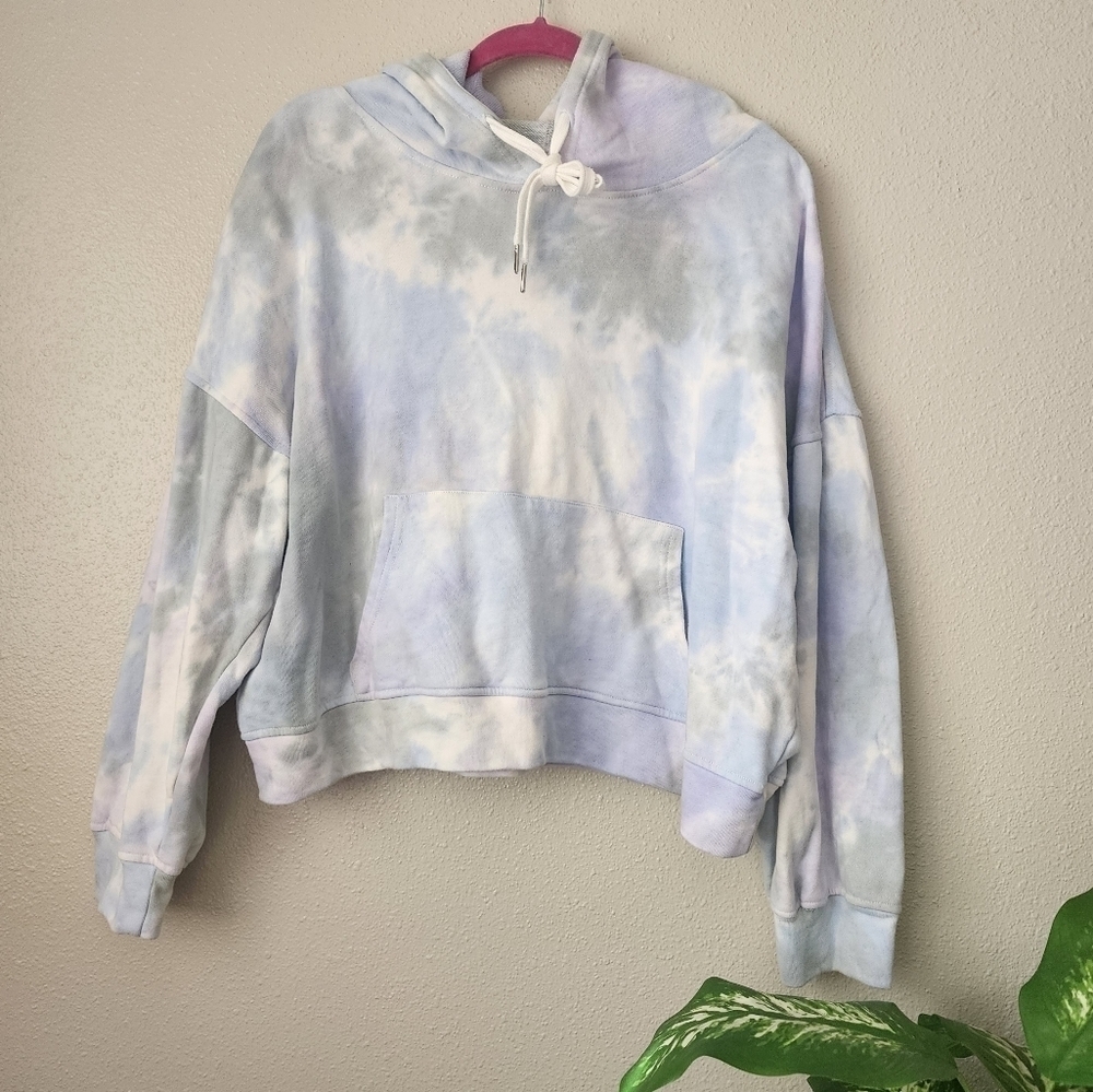 Fate Tie Dye Drop Shoulder Crop Hoodie Baggy Beachy Loungewear Comfy L